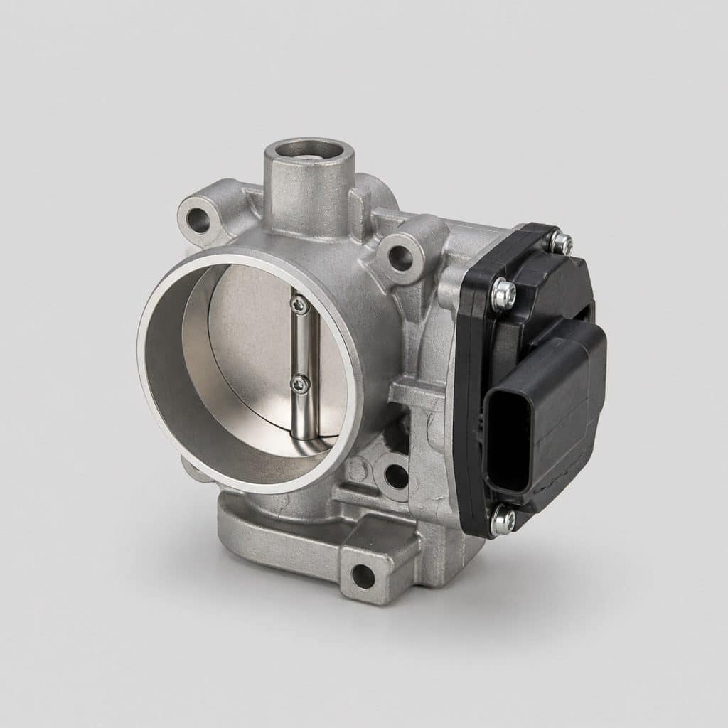 Boîtier papillon diesel posé sur fond clair