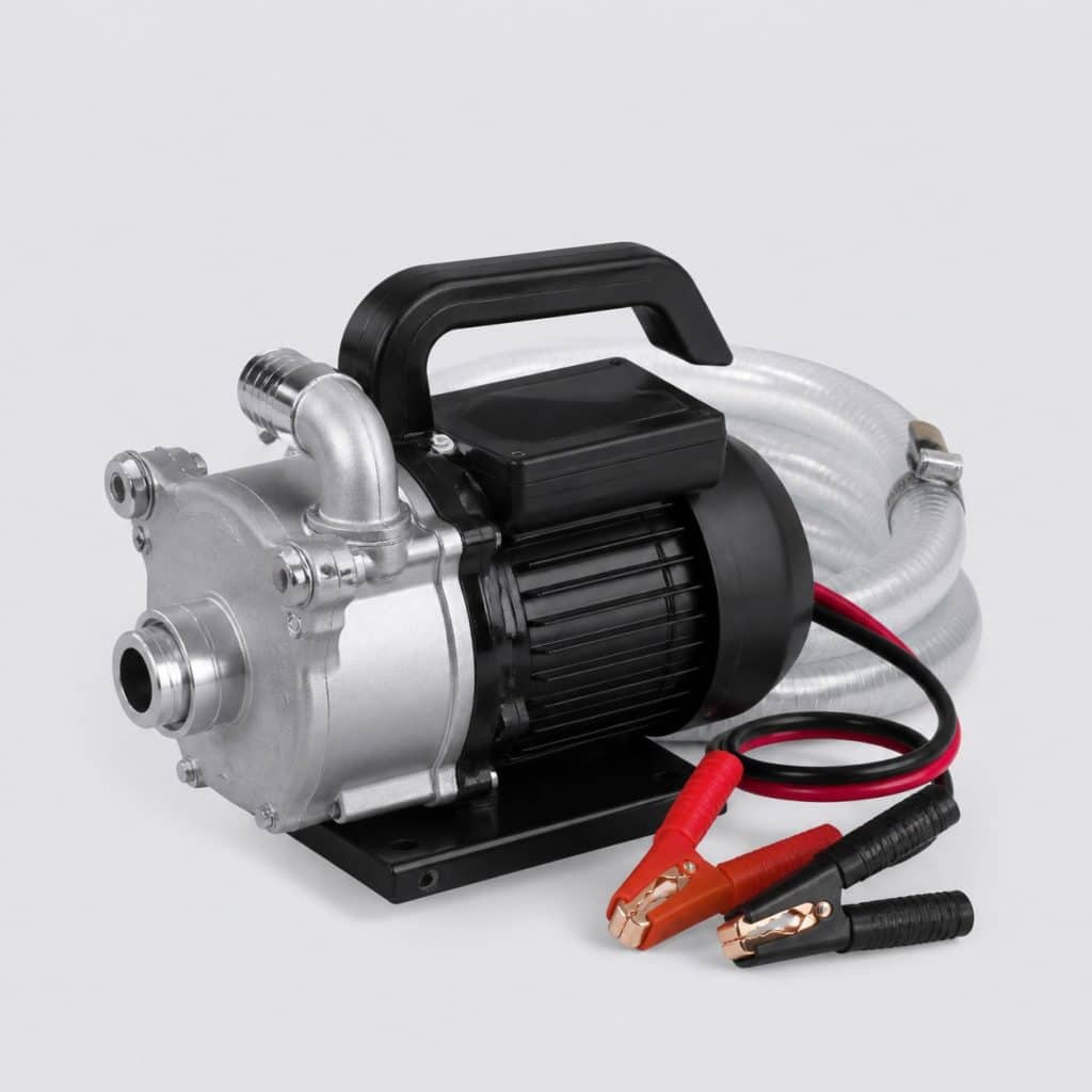 Pompe électrique portable 12V sur fond clair