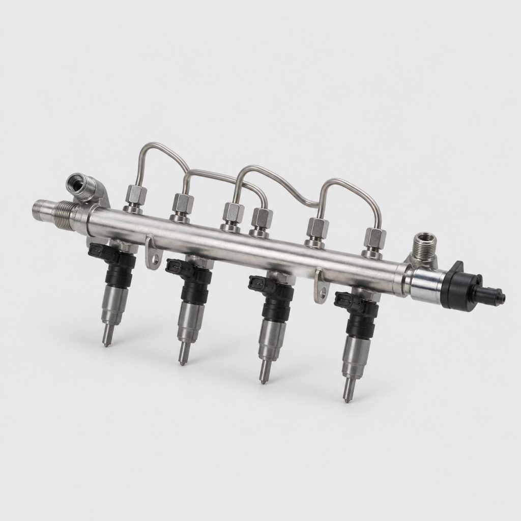 Rampe d'injection diesel sur fond clair