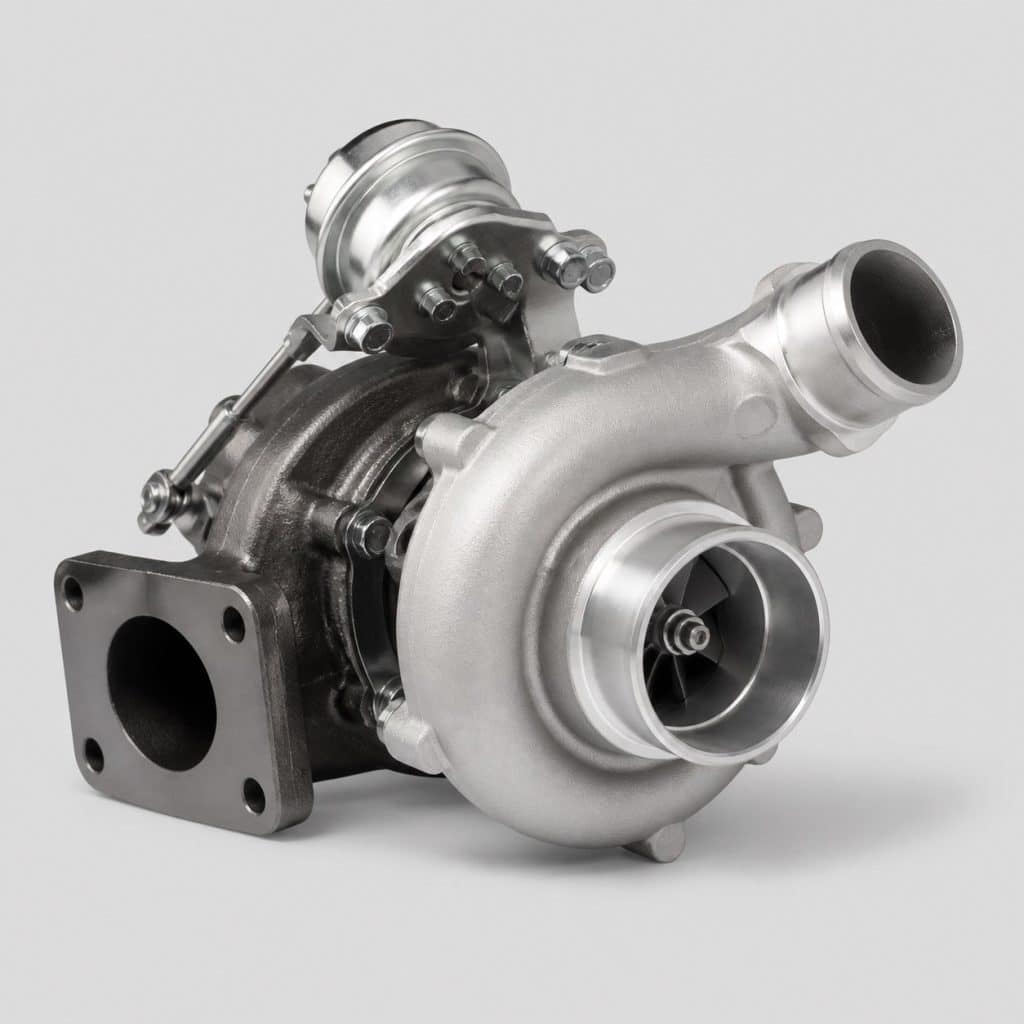 Turbocompresseur avec wastegate intégrée sur fond clair