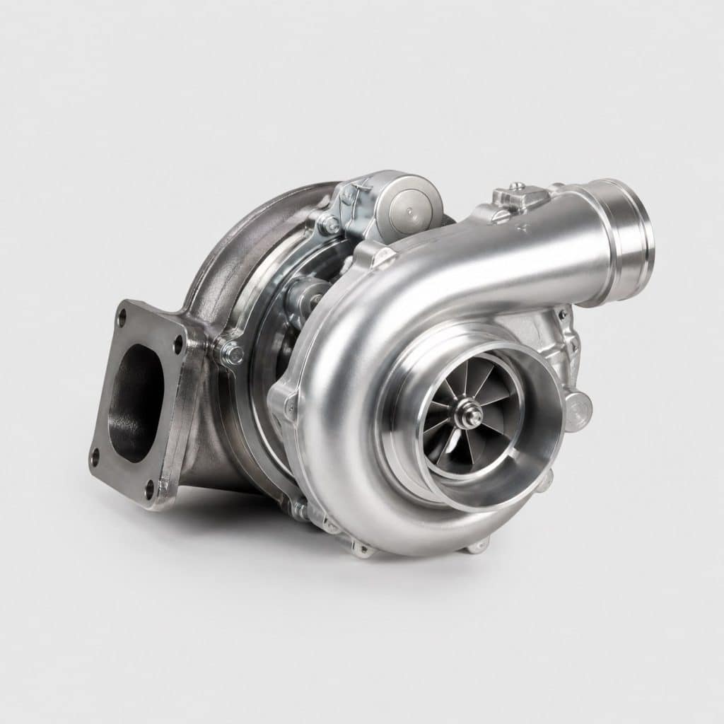 Turbocompresseur haut de gamme poli sur fond clair studio